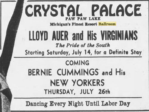 Crystal Palace Ballroom at Paw Paw Lake - 14 Jul 1934 (newer photo)